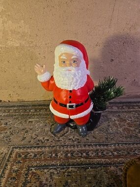 Vintage 1973 Duncan Ceramics Hand Painted Santa w Sack Planter Christmas 10.5"